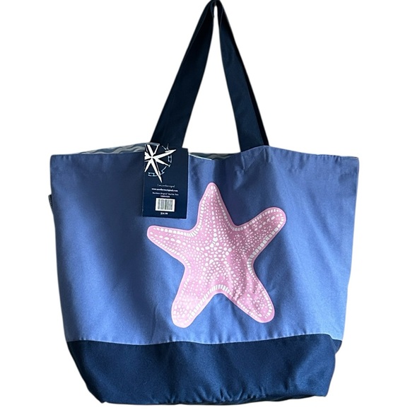Northern Original Handbags - Northern Original Large Capacity Blue Tote Bag with Pink Starfish Graphic NWT